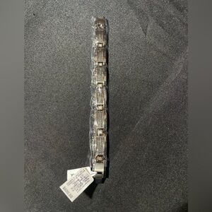 ESQUIRE STAINLESS STEEL AND GUN METAL BRACELET w 1CTTW DIAMOND ACCENTS (J54)